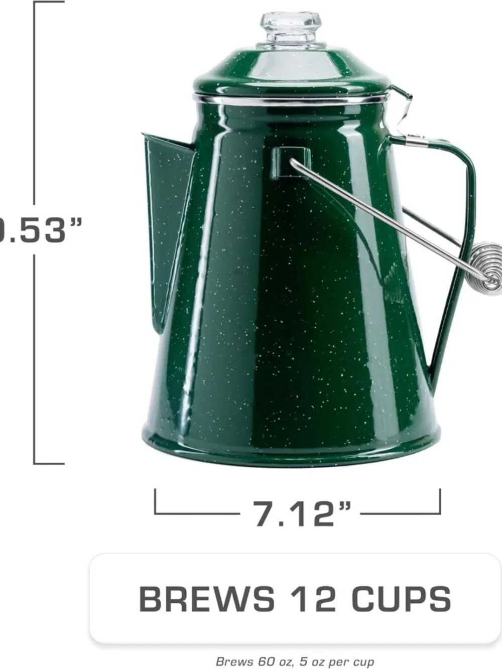Vintage-Style 12-Cup Enamel Camping Coffee Pot - Classic Percolator, Green